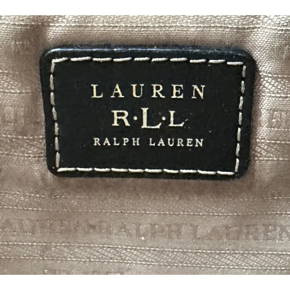 Lauren Ralph Lauren Tote Black Cow Leather Bag Old Money Preppy Handbag Purse
